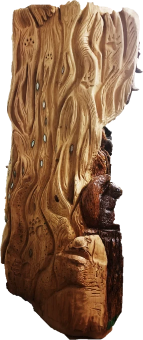 The back — water in the grain, and the bear at the foot of it